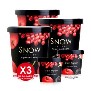 【SNOW FACTORY 雪坊優格】頂級手工優格冰淇淋 470ml*3桶+ 120ml*2杯