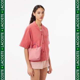 【LACOSTE】包款-L.12.12 概念壓紋小型拉鍊手提包(粉紅色)