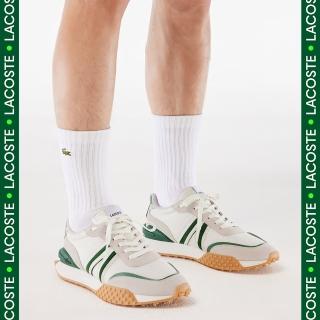 【LACOSTE】男鞋-L-Spin Deluxe 撞色運動慢跑休閒鞋(白/綠色)