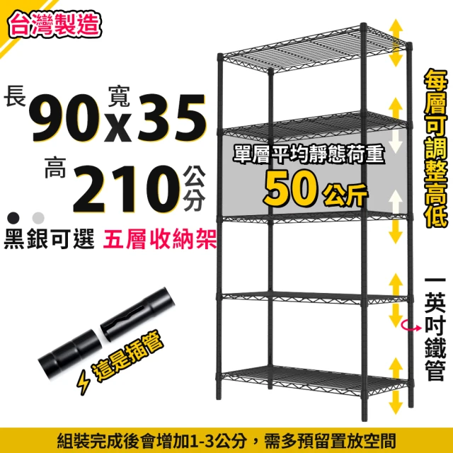 A+探索生活 90x35x210cm 五層架 MIT鐵架(僅配送至1樓/鐵架/收納架/置物架/層架/展示架)