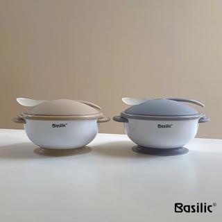 【Basilic 貝喜力克】吸盤碗匙組 含安全湯匙 寶寶碗 學習碗 嬰兒碗 副食品碗(430ml/2入組/可選色)
