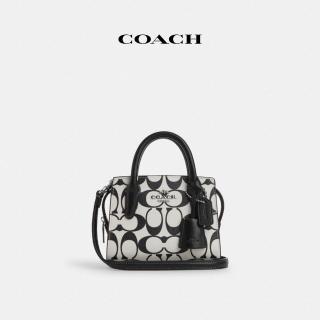 【COACH】蔻馳官方直營 ANDREACARRYALL經典Logo迷你手袋-銀色硬體/白堊彩(CO973)