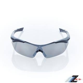 【Z-POLS】質感亮黑TR90頂級材質框 抗UV400 PC電鍍水銀黑一片式帥氣運動太陽眼鏡(輕巧彈性配戴舒適)