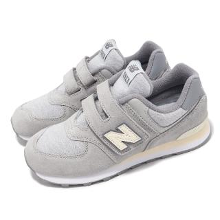 【NEW BALANCE】休閒鞋 574 中童 寬懸 灰 白 小朋友 麂皮 魔鬼氈 運動鞋 NB(PV574GBG-W)