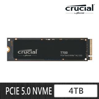 【Crucial 美光】T700 4TB M.2 2280 PCIe 5.0 ssd固態硬碟 CT4000T700SSD3(讀 12400M/寫 11800M)