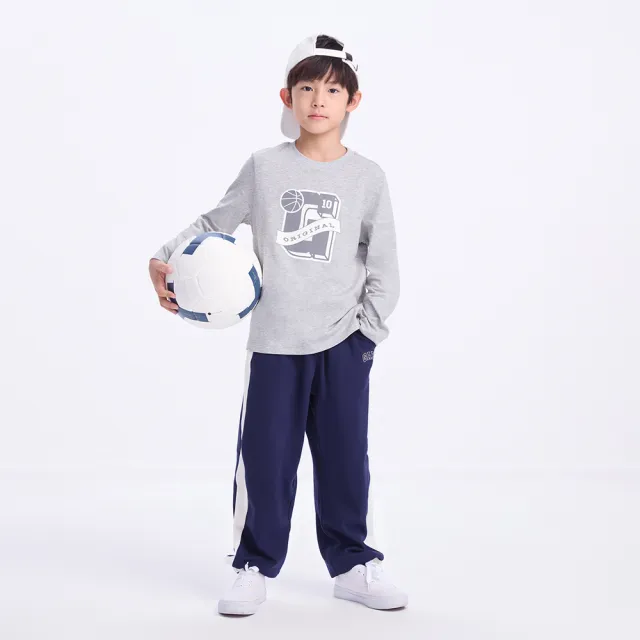 【GAP】兒童裝 Logo純棉印花圓領長袖T恤-灰色(646074)