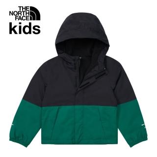 【The North Face 官方旗艦】北面兒童綠色防水DryVent防水透氣保暖連帽衝鋒衣｜873SNL1