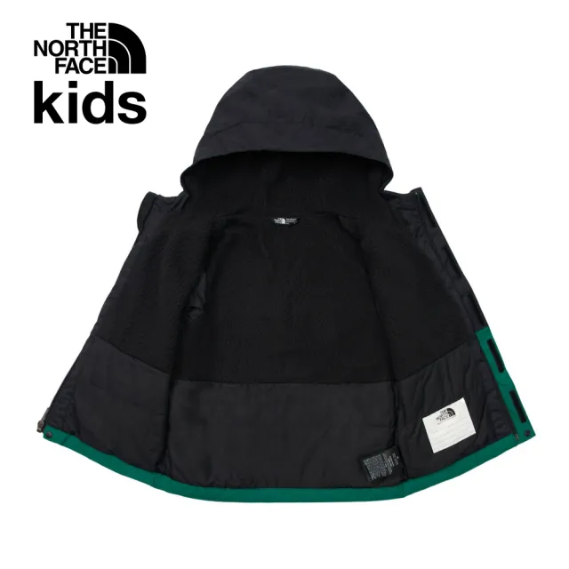 【The North Face 官方旗艦】北面兒童綠色防水DryVent防水透氣保暖連帽衝鋒衣｜873SNL1