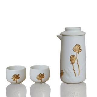 【乾唐軒】和諧陶瓷泡茶器(一壺+二杯 / 牙白金 / 交換禮物)