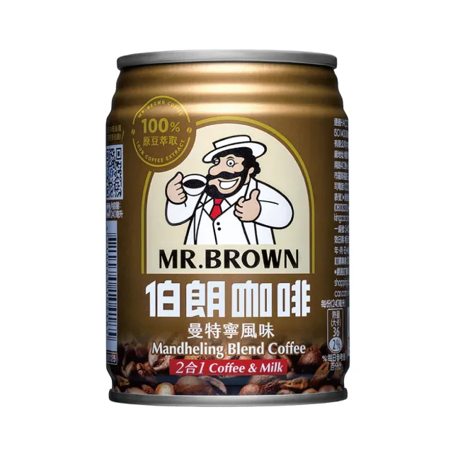 【金車/伯朗】曼特寧風味二合一咖啡240mlx2箱(共48入)  