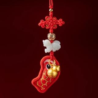 【巴黎精品】現貨+預購 手機掛飾吊飾鑰匙圈平安擋煞防小人轉運淨化招財開運(翡翠錦鯉葫蘆吉祥物6款a1ey48)