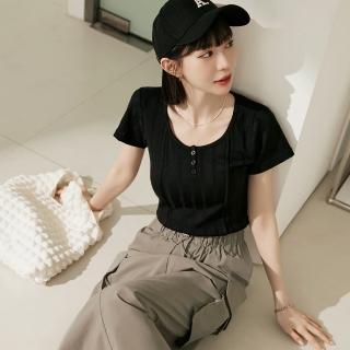【OB 嚴選】親膚立體針織排釦合身上衣 《AB19537》