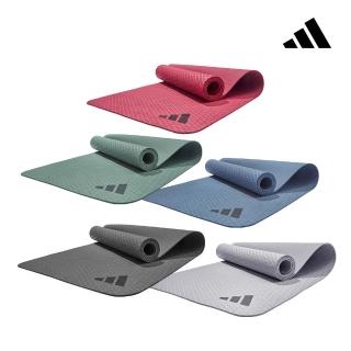 【adidas 愛迪達】環保壓紋瑜珈墊-4mm(復古紅/深霧黑/琉璃綠/霧霾藍/銀河灰)