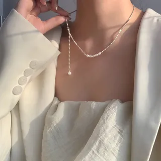 【KT DADA】包包 s925純銀 淡水珍珠項鍊 串珠項鍊 小珍珠項鍊 不規則珍珠項鍊 抗過敏項鍊 
