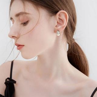 【LEEHER】耳夾 新娘飾品 純銀 耳環 豆豆耳環 韓版 金邊 999銀針 歐美飾品 小耳環 小豆耳釘