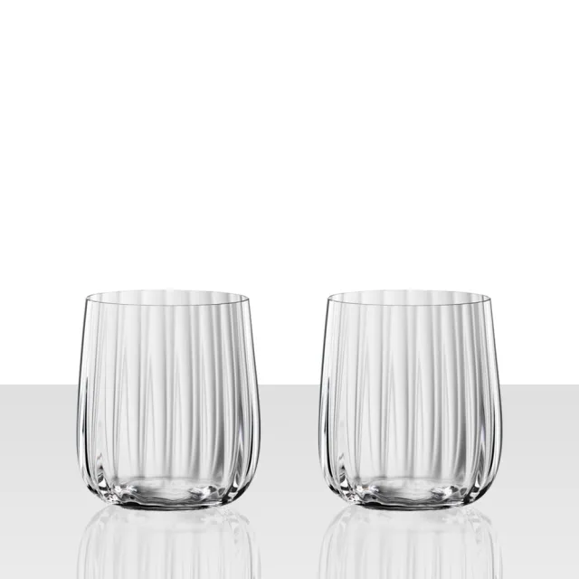 【Spiegelau】德國 Spiegelau LifeStyle 條紋 水杯 2入禮盒/340ml (歐洲製 無梗杯 O型杯 水晶杯)