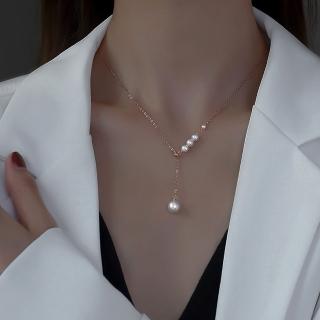 【KT DADA】包包 s999純銀項鍊 女生項鍊 高階感珍珠項鍊 小眾長款鎖骨鏈 婚禮項鍊 串珠項鍊 浪漫禮物