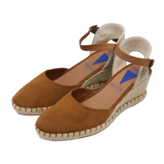 【VERBENAS】西班牙原廠裸帶麂皮編織厚底楔型鞋 棕色(060154-BR)