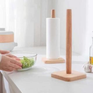 【品川製物】櫸木直立式廚房紙巾架(輕鬆撕取安心接觸使用)