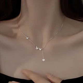 【KT DADA】包包 項鍊 925 純銀項鍊 新娘飾品 女生項鍊 小香項鍊 寶石項鍊 精品 不過敏 日