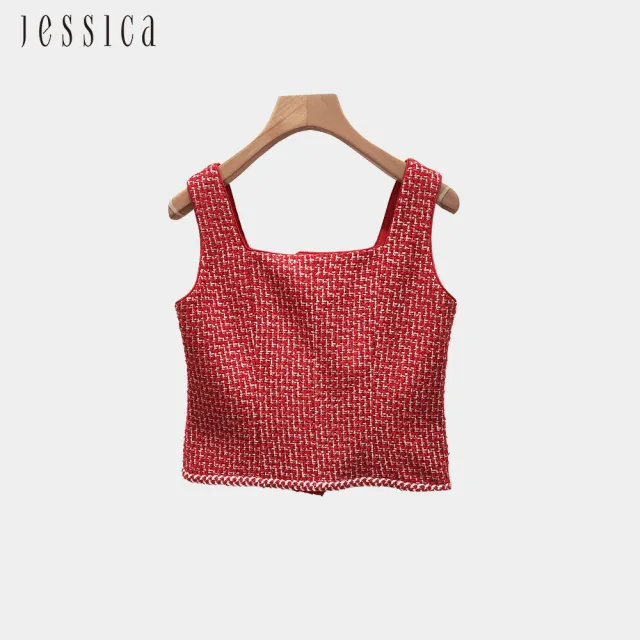 【JESSICA】時尚修身方領小香風馬甲背心242901