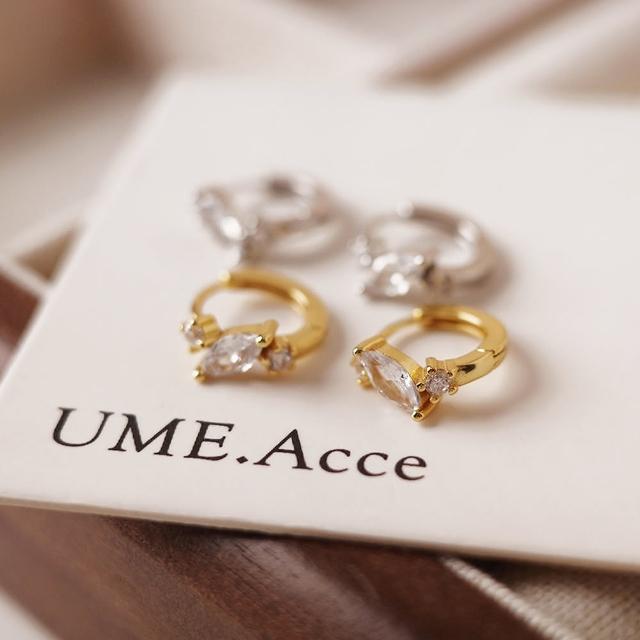 【UME.Acce】法式馬眼鋯石耳扣純銀耳環(S925純銀 耳環 純銀 全純銀 純銀耳環 鋯石 耳扣式 耳扣