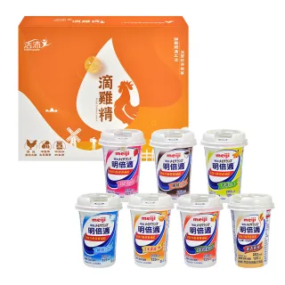 【Meiji 明治】明倍適 營養補充品 125ml X12入 口味任選+生達活沛滴雞精禮盒 55ml X8入(中秋禮盒/送禮)