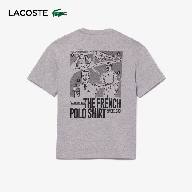 【LACOSTE】男裝-重磅棉質漫畫印花短袖T恤(灰色)