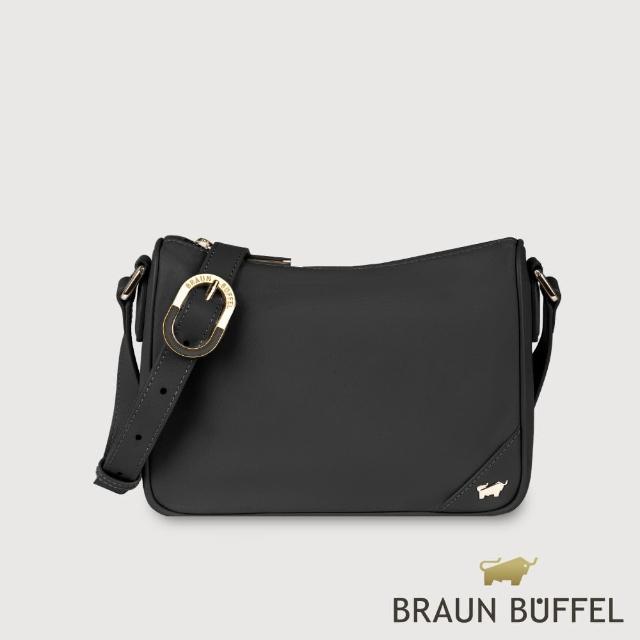 【BRAUN BUFFEL 德國小金牛】台灣總代理 瑪普爾 斜背包-黑色(BF837-12-BK)