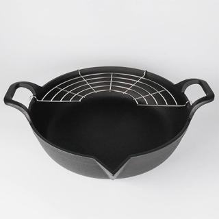 【福介商店】南部鐵器 IWACHU 巖鑄 鑄鐵平底油炸鍋25cm(油炸 唐揚 雙耳 湯鍋 火鍋)