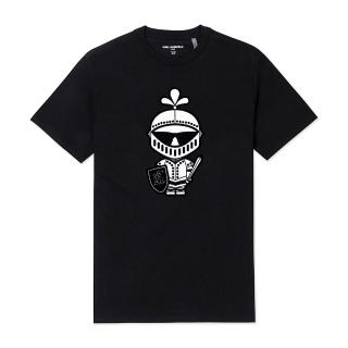【KARL LAGERFELD 卡爾】老佛爺 經典印刷大Logo純棉圖案短袖T恤-黑色 上衣(專櫃款/平輸品/短T)