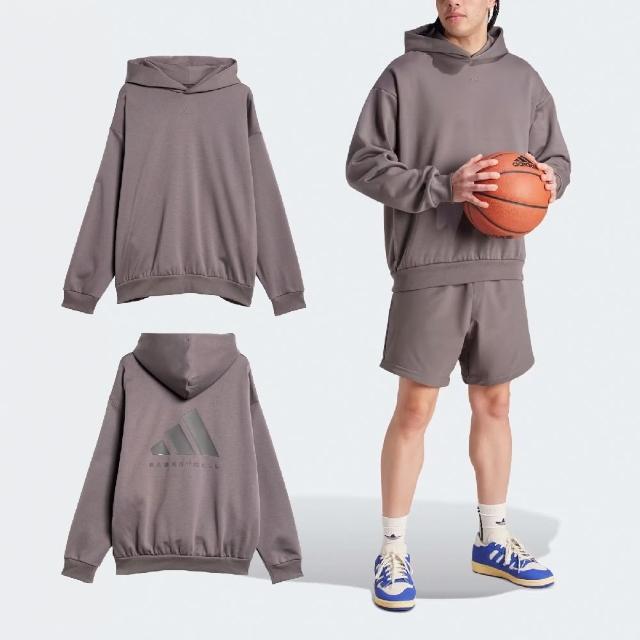 【adidas 愛迪達】帽T Basketball Hoodie 男款 棕 長袖 寬鬆 連帽上衣 愛迪達(IX1964)