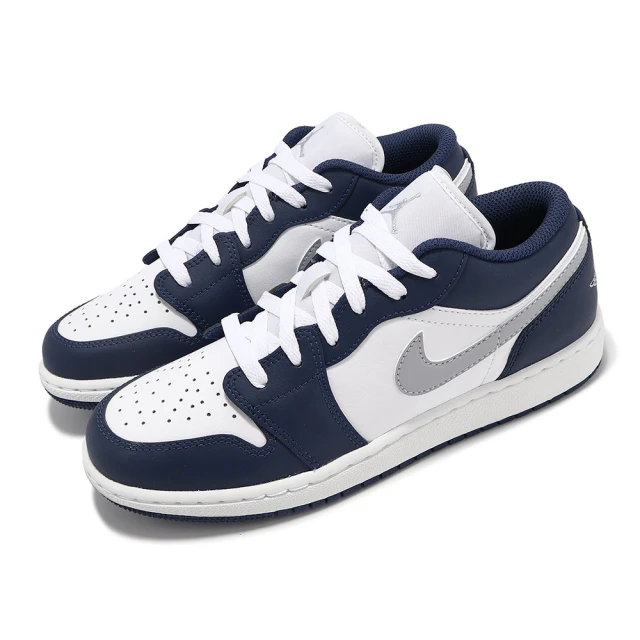 NIKE 耐吉 休閒鞋 Air Jordan 1 Low GS 大童 女鞋 藍 白 AJ1 經典(553560-141)