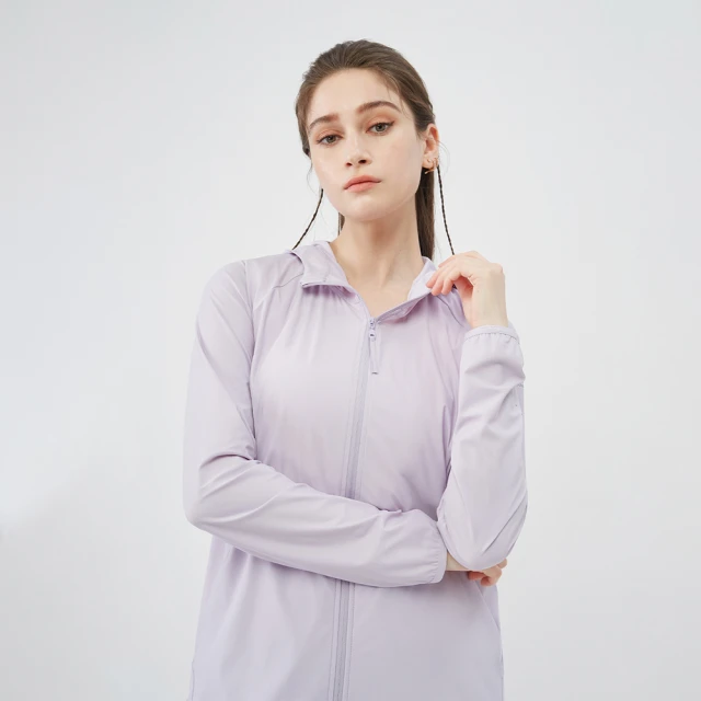 GIORDANO 佐丹奴 女裝冰涼感抗UV防曬連帽外套 G-MOTION系列(85 淺藍紫)