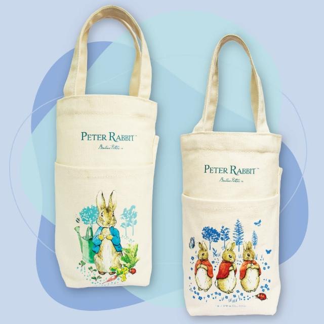 【PETER RABBIT 比得兔】比得兔環保飲料提袋 水壺袋/飲料袋/冰霸杯提袋）(2入組)