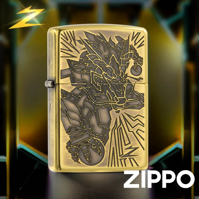 Zippo 日系~龍虎圖案設計-五面連續蝕刻加工(銀燻黑鏡面