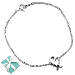 【Tiffany&Co. 蒂芙尼】Loving Heart心型墜飾925純銀手鍊