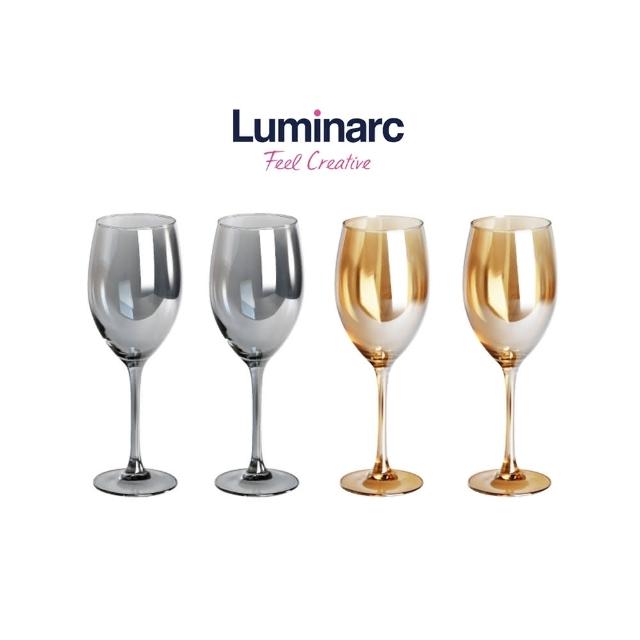 【Luminarc 樂美雅】晨露炫彩高腳杯禮盒 4入組 450mL(紅酒杯/高級禮盒組)
