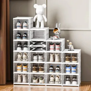 【ONE HOUSE】9色可選_90L巴克免組裝折疊鞋盒-正開款6層x2入組(鞋盒 收納盒 收納櫃 免安裝 鞋架 鞋櫃)