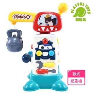 【Playful Toys 頑玩具】電動Q版起重機工程車(早教玩具 益智玩具 聲光玩具)