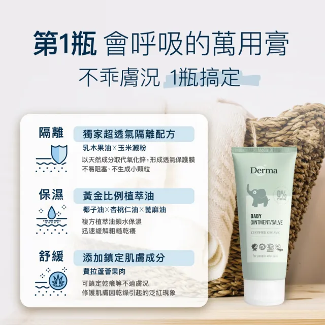 【Derma 丹麥德瑪】寶寶有機舒敏萬用膏 100ml(舒緩肌膚不適、嘴角不適、屁屁不適)