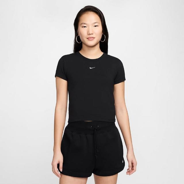 【NIKE 耐吉】短袖上衣 女款 運動 AS W NSW NK CHLL KNT MD CRP 黑 FV5509-010