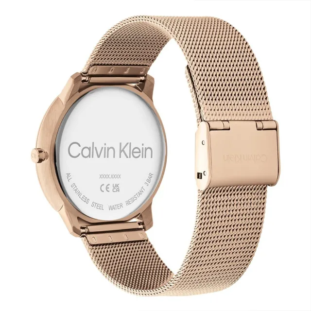 【Calvin Klein 凱文克萊】CK 大LOGO面盤時尚米蘭帶手錶-40mm/黑x玫金(CK25200029)