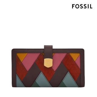 【FOSSIL 官方旗艦館】Lennox 真皮金釦長夾-彩色拼接 SL10064186