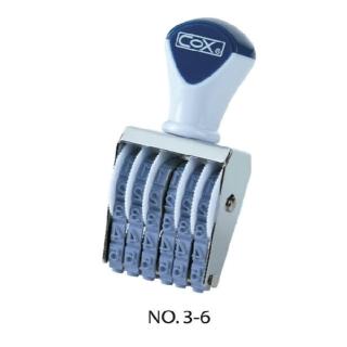 【COX 三燕】3號字 六連號碼印 字高4.4mm /個 NO.3-6