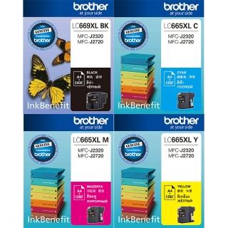 【brother】官方直營 4色大容量墨水匣組★LC669XL-BK+LC665XL-C/M/Y墨水匣組(1黑3彩)(MFC-J2320/MFC-J2720)