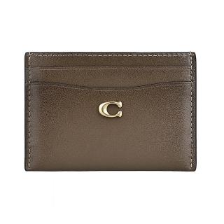 【COACH】COACH仿舊復古金屬LOGO設計小牛皮4卡卡夾(漸層深石灰)