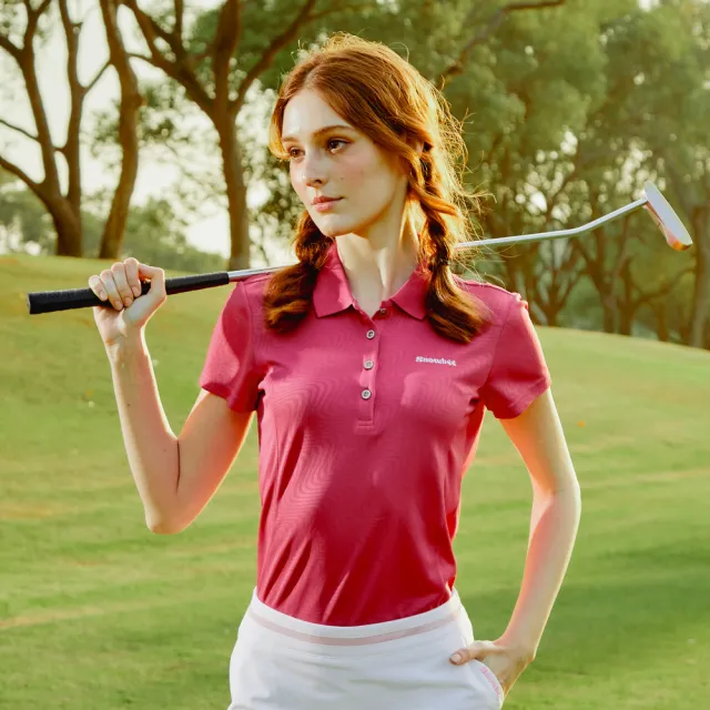 【Snowbee 司諾比】女款水波紋短袖Polo衫(吸濕排汗高爾夫球衫 球衣 運動上衣)