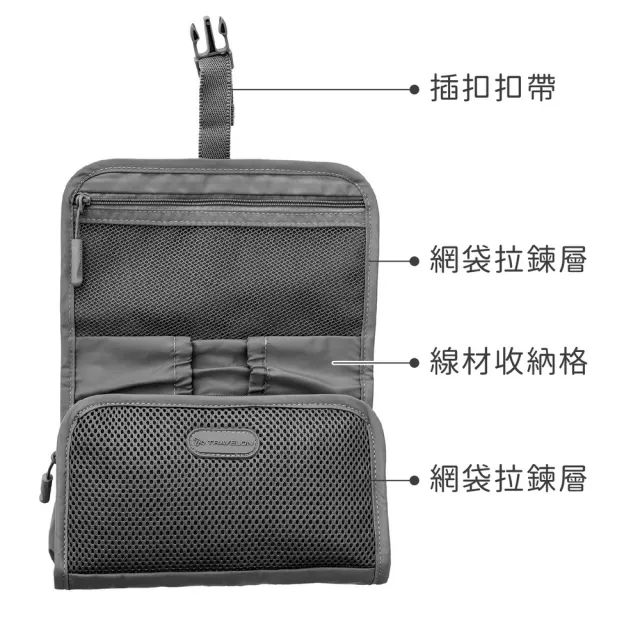 【Travelon】美國 Pi扣式3C線材收納包 質感黑 / 充電器 線材收納 行動電源 首飾收納袋 年末送禮
