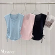 【my stere 我的時尚秘境】現貨-性感大U領無袖針織上衣(U型領口 活潑時尚  側邊抽繩)